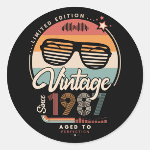Vintage since 1987 classic round sticker
