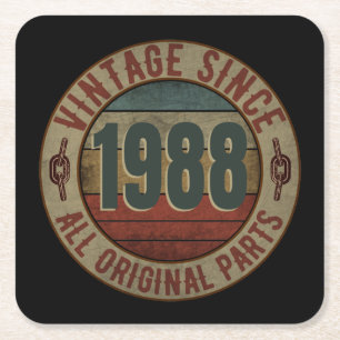 VINTAGE SINCE 1988 ALL ORIGINAL PARTS. SQUARE PAPER COASTER