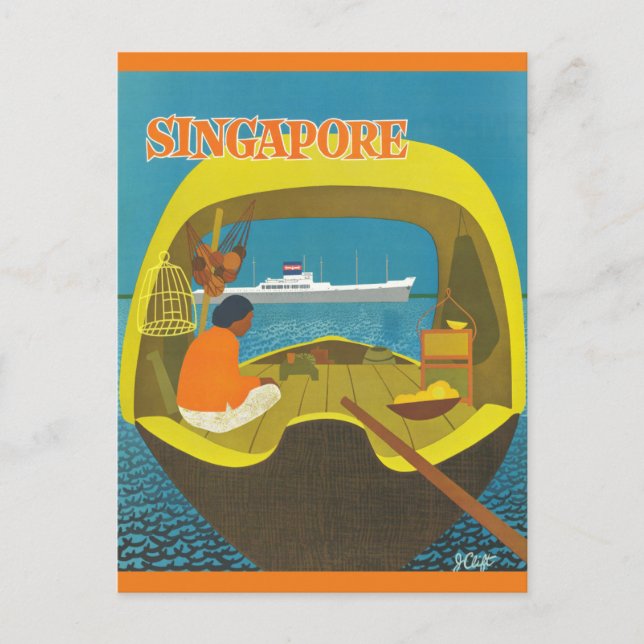 Vintage Singapore Travel Postcard (Front)
