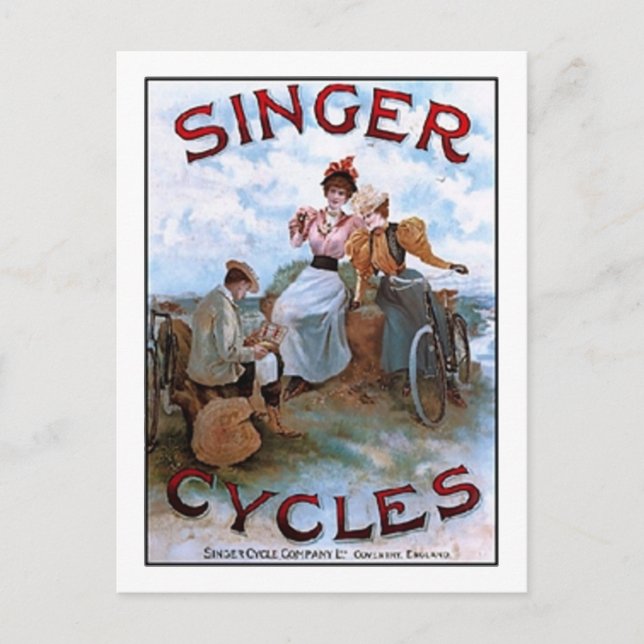 Vintage Singer Cycles Ad Postcard (Front)