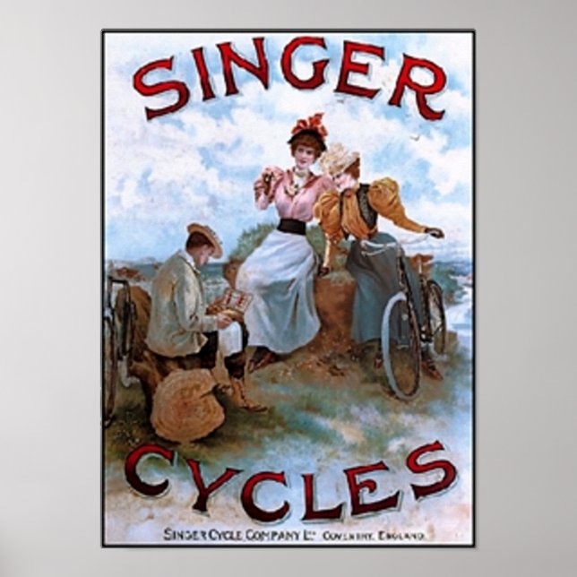 Vintage Singer Cycles Ad Poster (Front)