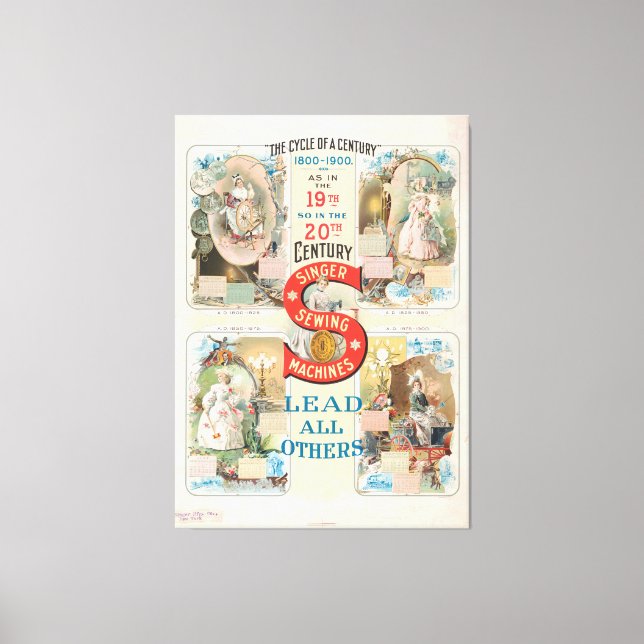 Vintage Singer Sewing Machine Ad Canvas Print (Front)