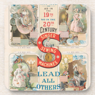 Vintage Singer Sewing Machine Ad Coaster