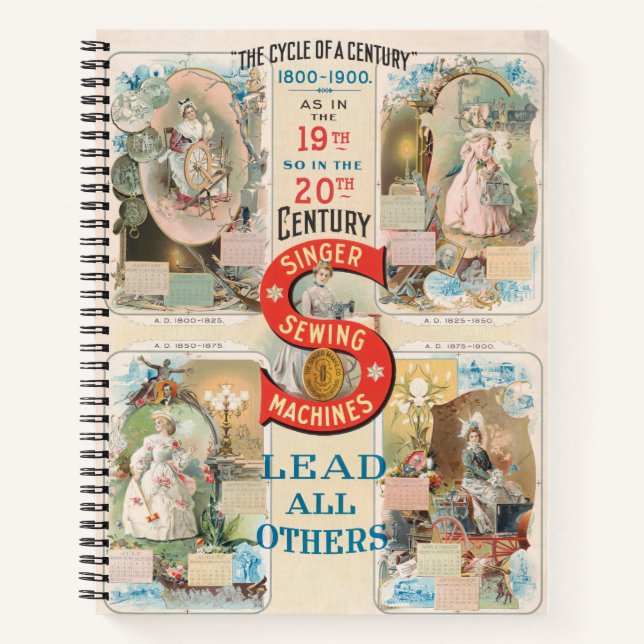 Vintage Singer Sewing Machine Ad Notebook (Front)