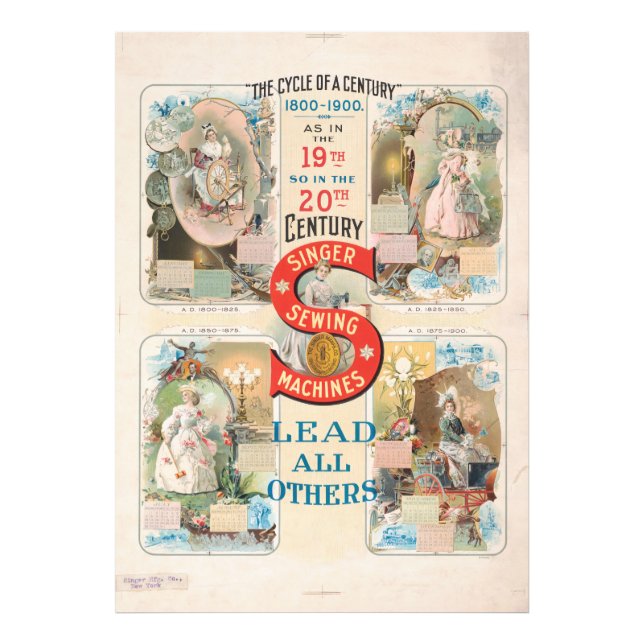 Vintage Singer Sewing Machine Ad Photo Print (Front)