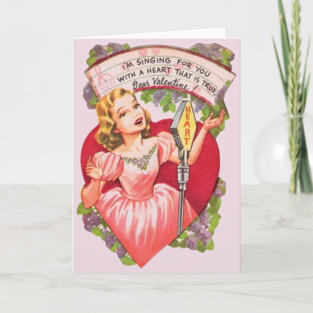 Vintage Singer Valentine Greeting Card (Front)