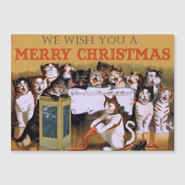Vintage Singing Cats Christmas Greeting (Front)