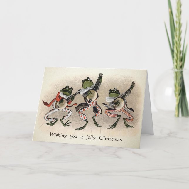 Vintage Singing Frogs Christmas Card (Front)