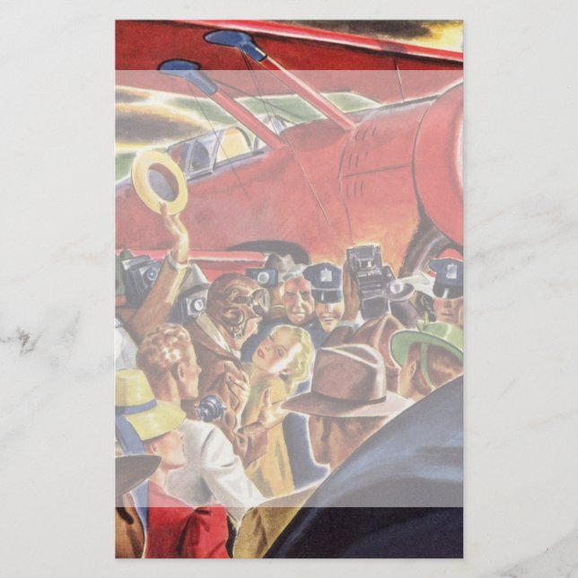 Vintage Single Prop Aeroplane Pilot with Paparazzi Stationery (Front)