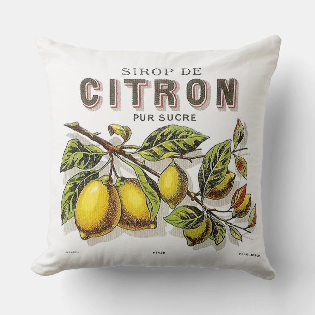 Vintage Sirop de Citron Ad Cushion (Front)