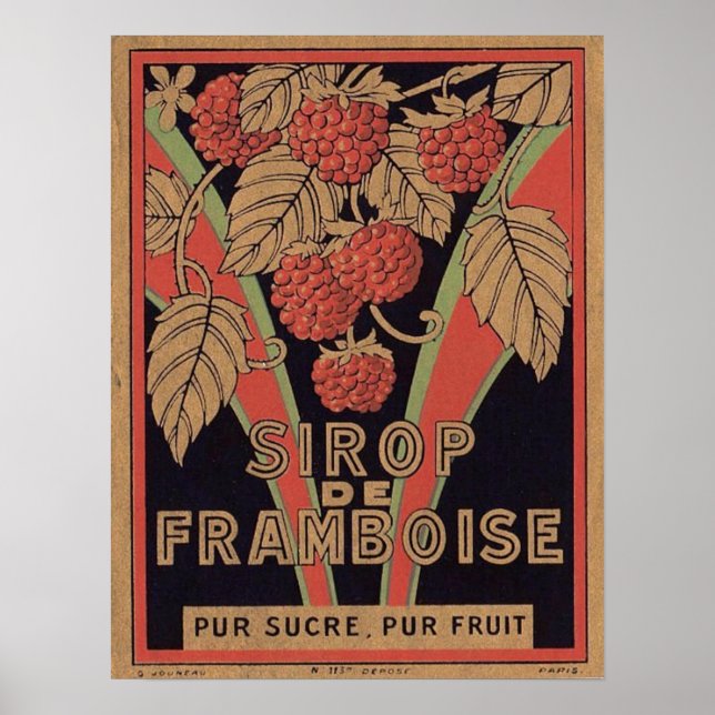 Vintage Sirop de Framboise Ad Poster (Front)