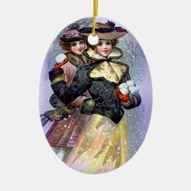 Vintage Sisters Christmas Ornament (Front)