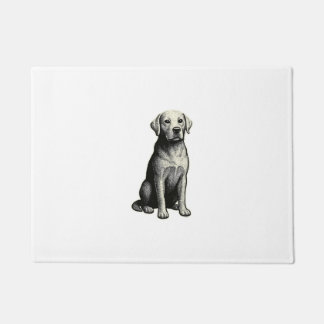 Vintage Sitting Dog Illustration Doormat