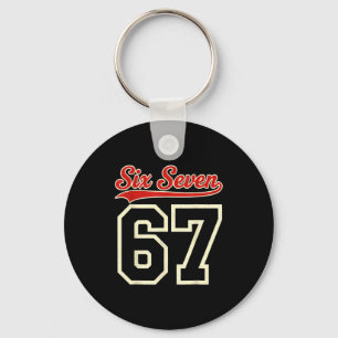 Vintage Six Seven 67 Meme Retro 6 7 Number  Key Ring