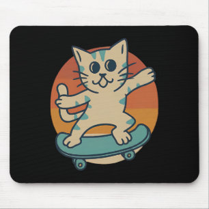 Vintage Skateboarding Kitty Thumbs Up! Or Paws Up! Mouse Pad