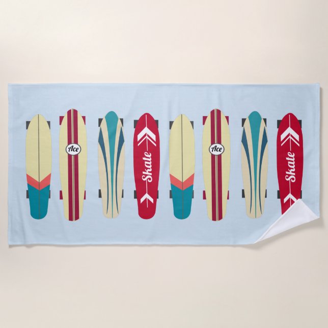 Vintage Skateboards Beach Towel (Front)