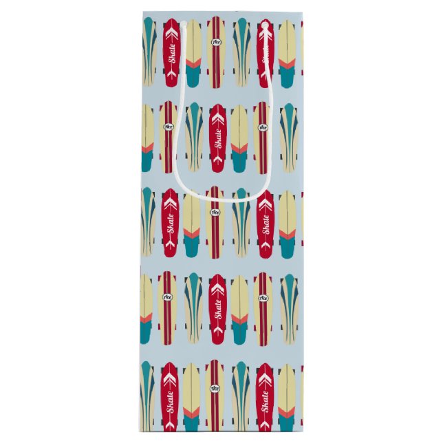 Vintage Skateboards Wine Gift Bag (Front)
