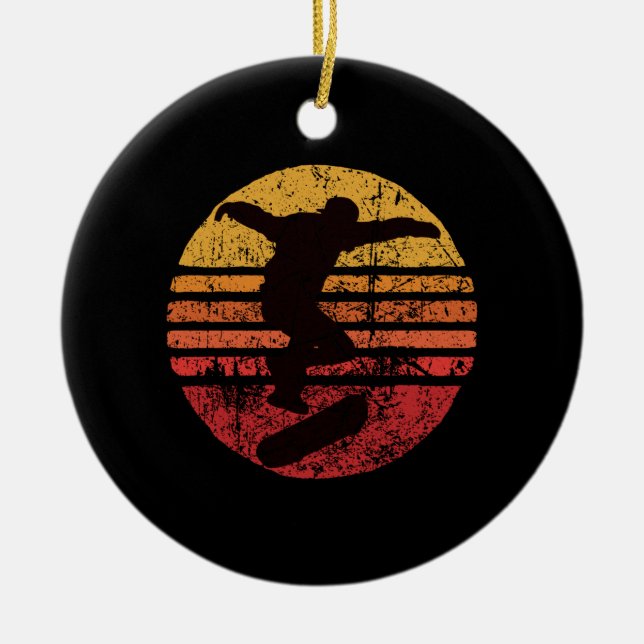 Vintage Skateboatd Ceramic Tree Decoration (Front)