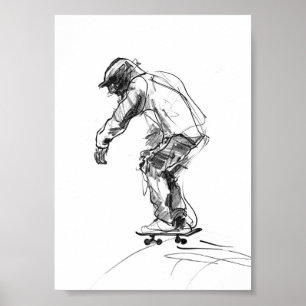 Vintage Skater in Motion Poster