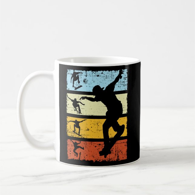 Vintage Skater Skateboarding Retro Skating  Coffee Mug (Left)