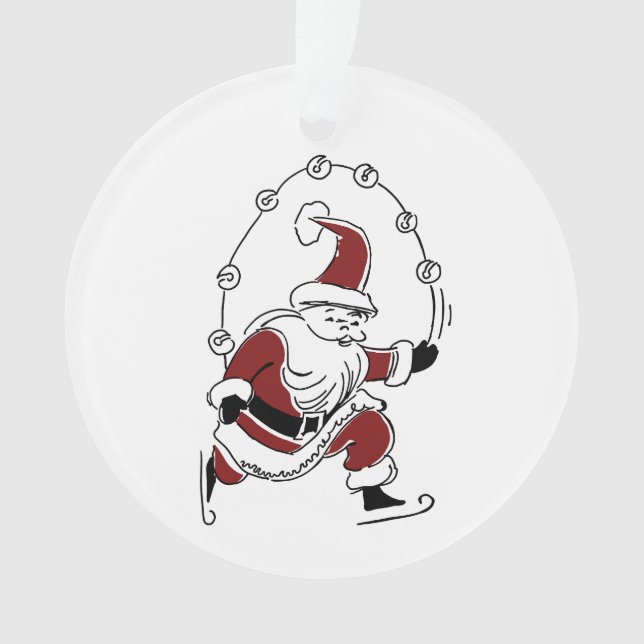Vintage Skating Santa Christmas Ornament (Front)