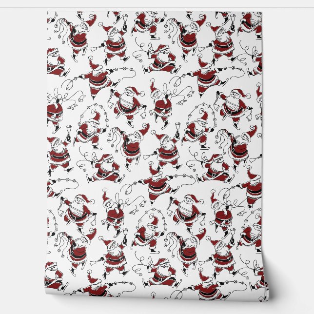Vintage Skating Santa Wallpaper (Unrolling)