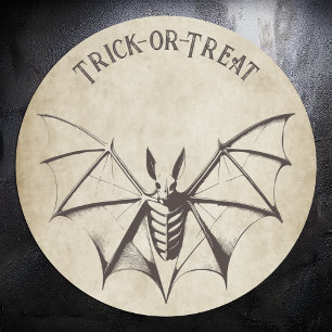 Vintage Skeletal Bat Halloween Classic Round Sticker