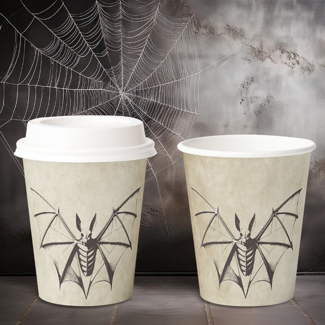 Vintage Skeletal Bat Halloween Paper Cups (Creator Uploaded)