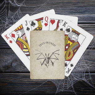 Vintage Skeletal Bat Halloween Popcorn Box Playing Cards