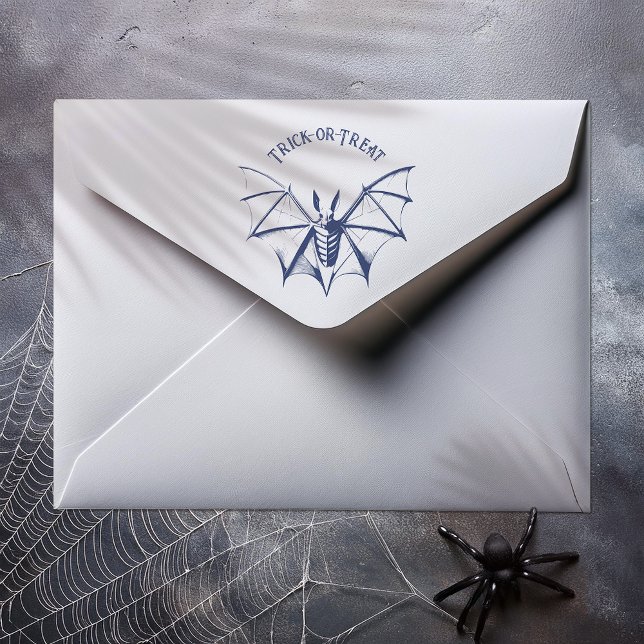 Vintage Skeletal Bat Halloween Rubber Stamp (Creator Uploaded)