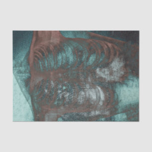 Vintage Skeletal Xray Teal Brown Texture Tissue Paper