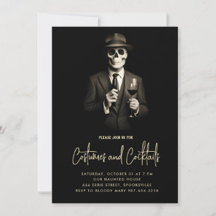 Vintage Skeleton Adult Halloween Invitation