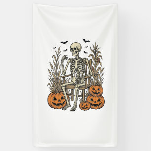 Vintage Skeleton and Pumpkins Halloween Shirt Desi Banner