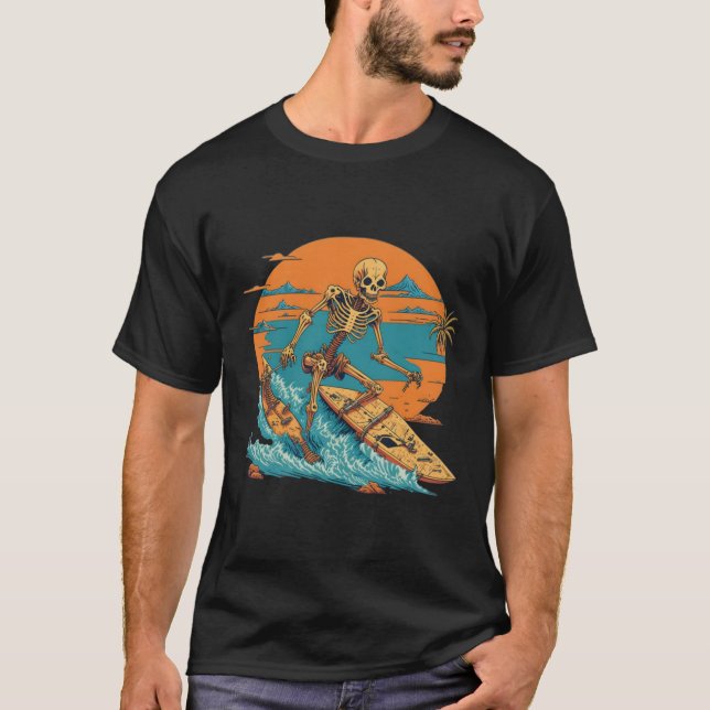 Vintage skeleton Beach surfer T-Shirt (Front)