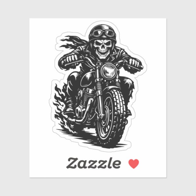 Vintage Skeleton Biker Motorcycle Illustration (Sheet)