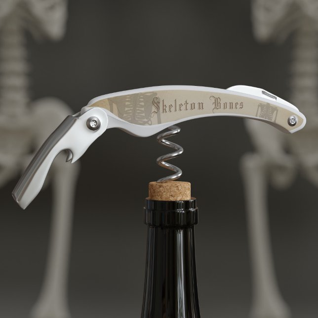 Vintage Skeleton Bones Halloween Corkscrew (A fun addition to your Halloween bar ware. Just add your name)