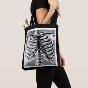 Vintage Skeleton Bones Torso Body Halloween Tote Bag