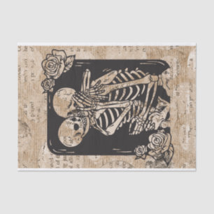 Vintage Skeleton Couple Halloween Wedding Tissue Paper