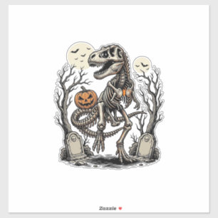Vintage Skeleton Dinosaur Halloween Graveyard Desi