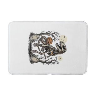 Vintage Skeleton Dinosaur Halloween Graveyard Desi Bath Mat