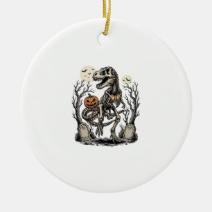 Vintage Skeleton Dinosaur Halloween Graveyard Desi Ceramic Tree Decoration