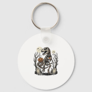 Vintage Skeleton Dinosaur Halloween Graveyard Desi Key Ring