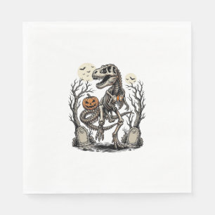 Vintage Skeleton Dinosaur Halloween Graveyard Desi Napkin