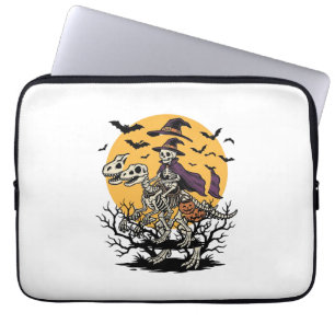 Vintage Skeleton Dinosaur Halloween Shirt Design_1 Laptop Sleeve