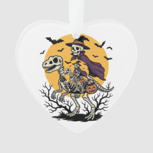 Vintage Skeleton Dinosaur Halloween Shirt Design_1 Ornament