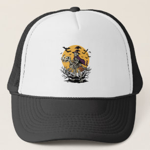 Vintage Skeleton Dinosaur Halloween Shirt Design_1 Trucker Hat