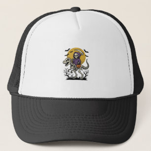 Vintage Skeleton Dinosaur Halloween Shirt Design ( Trucker Hat