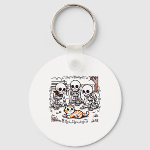 Vintage Skeleton Gathering Sticker Key Ring
