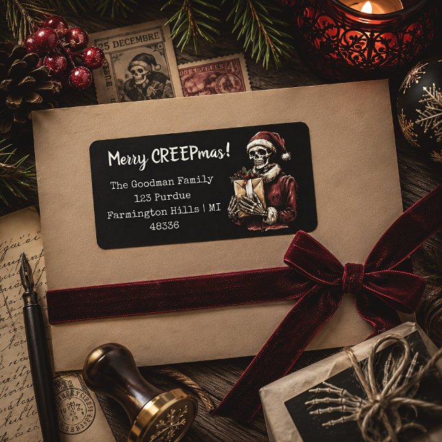 Vintage Skeleton Gothic Christmas Label (Creator Uploaded)