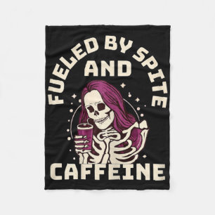 Vintage Skeleton Halloween Fueled By Spite And Caf Fleece Blanket